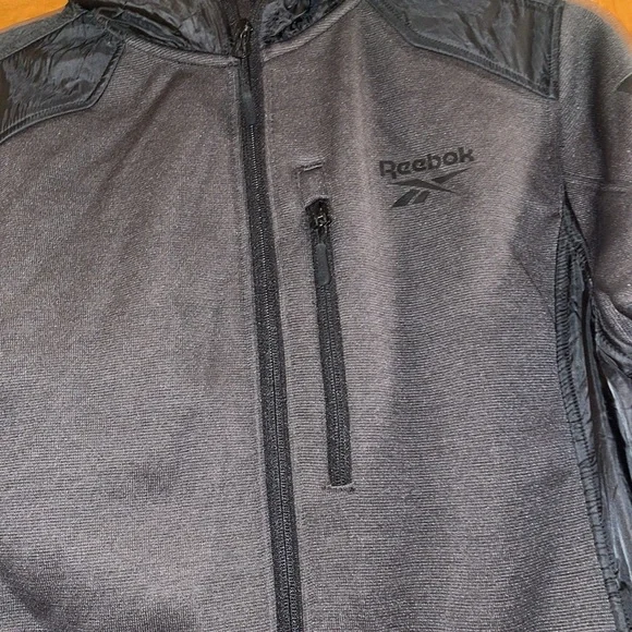 Reebok Jacket Hooded Coat Front Zip Fleece lined Gray & Black Boys 10/12 - Picture 5 of 14